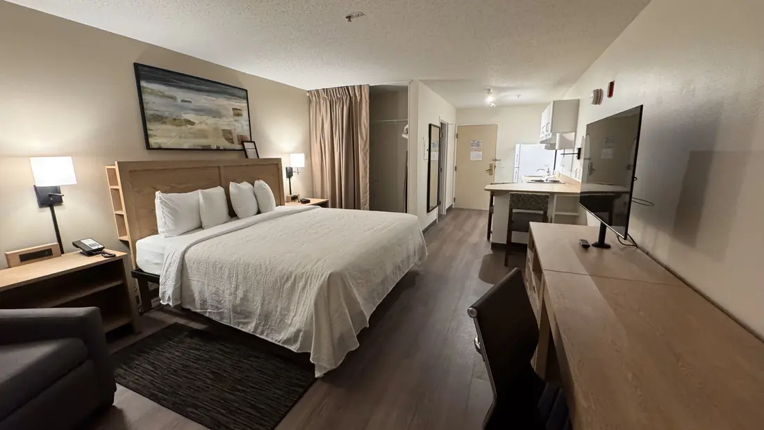 Renovated hotel guestroom